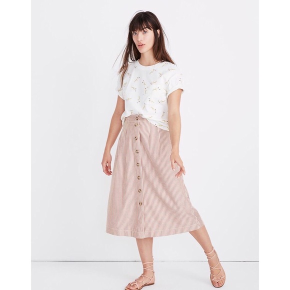 Madewell Dresses & Skirts - Madewell Patio Button-Front Midi Skirt Clay Stripe